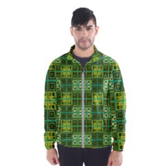 Mod Yellow Green Squares Pattern Windbreaker (men)