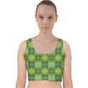 Mod Yellow Green Squares Pattern Velvet Racer Back Crop Top View1