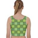 Mod Yellow Green Squares Pattern Velvet Racer Back Crop Top View2