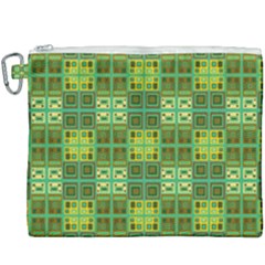 Mod Yellow Green Squares Pattern Canvas Cosmetic Bag (xxxl) by BrightVibesDesign