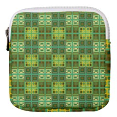 Mod Yellow Green Squares Pattern Mini Square Pouch