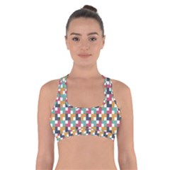 Background Abstract Geometric Cross Back Sports Bra by Simbadda