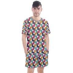 Background Abstract Geometric Men s Mesh Tee And Shorts Set