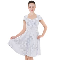 White Abstract Wall Paper Design Frame Cap Sleeve Midi Dress