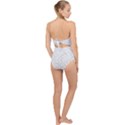 White Abstract Wall Paper Design Frame Scallop Top Cut Out Swimsuit View2