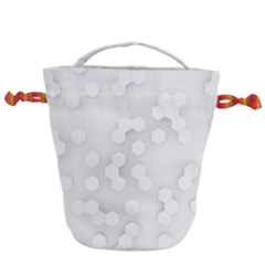 White Abstract Wall Paper Design Frame Drawstring Bucket Bag