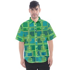 Green Abstract Geometric Men s Short Sleeve Shirt