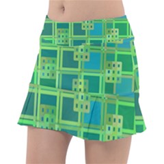 Green Abstract Geometric Tennis Skirt