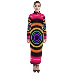 Neon Light Abstract Pattern Lines Turtleneck Maxi Dress