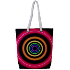 Neon Light Abstract Pattern Lines Full Print Rope Handle Tote (small) by Simbadda