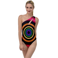 Neon Light Abstract Pattern Lines To One Side Swimsuit