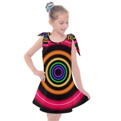 Neon Light Abstract Pattern Lines Kids  Tie Up Tunic Dress