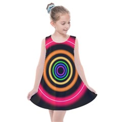 Neon Light Abstract Pattern Lines Kids  Summer Dress