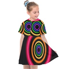 Neon Light Abstract Pattern Lines Kids  Sailor Dress by Simbadda