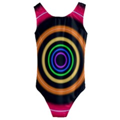 Neon Light Abstract Pattern Lines Kids  Cut-out Back One Piece Swimsuit