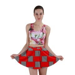 Black And White Red Patterns Mini Skirt by Simbadda