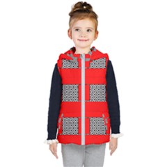 Black And White Red Patterns Kid s Hooded Puffer Vest by Simbadda