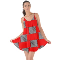 Black And White Red Patterns Love The Sun Cover Up by Simbadda