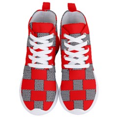 Black And White Red Patterns Women s Lightweight High Top Sneakers by Simbadda