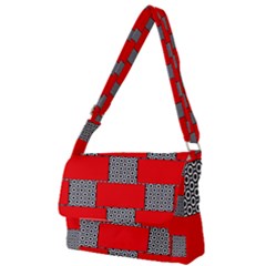 Black And White Red Patterns Full Print Messenger Bag