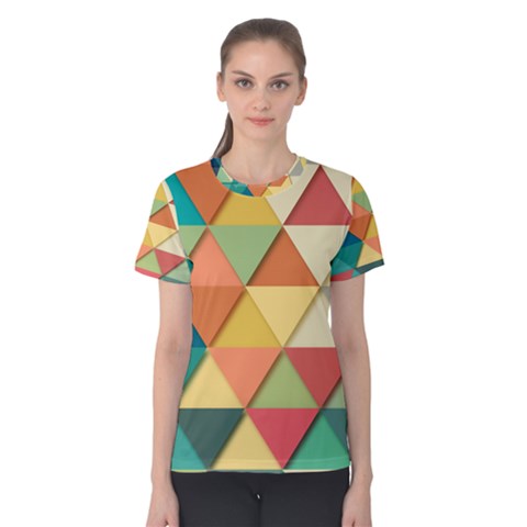 Background Geometric Triangle Women s Cotton Tee by Simbadda