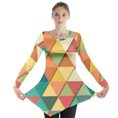 Background Geometric Triangle Long Sleeve Tunic  by Simbadda