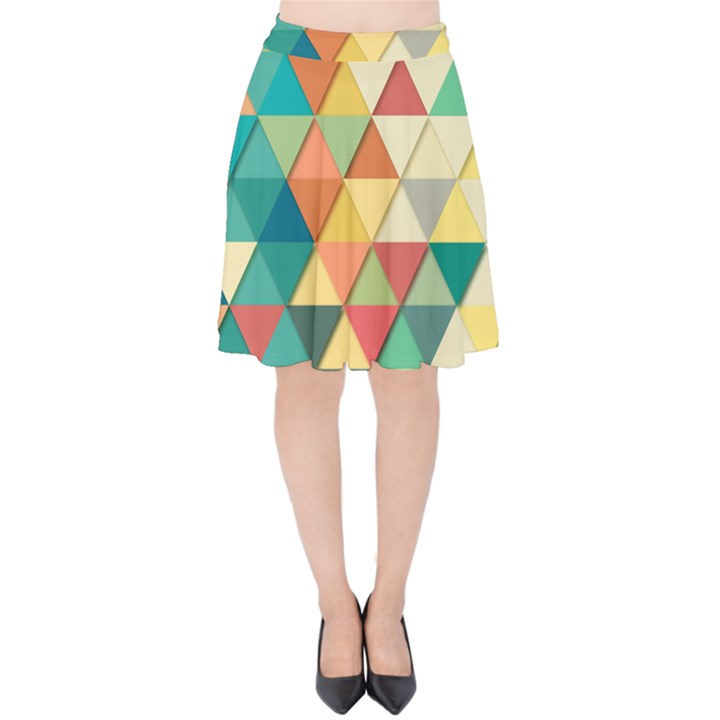 Background Geometric Triangle Velvet High Waist Skirt