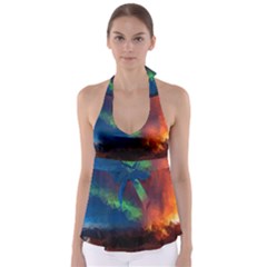 Abstract Texture Background Babydoll Tankini Top by Simbadda