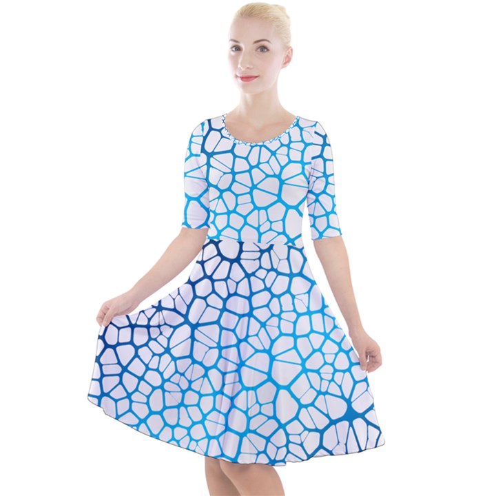 Network Social Neurons Brain Cells Quarter Sleeve A-Line Dress