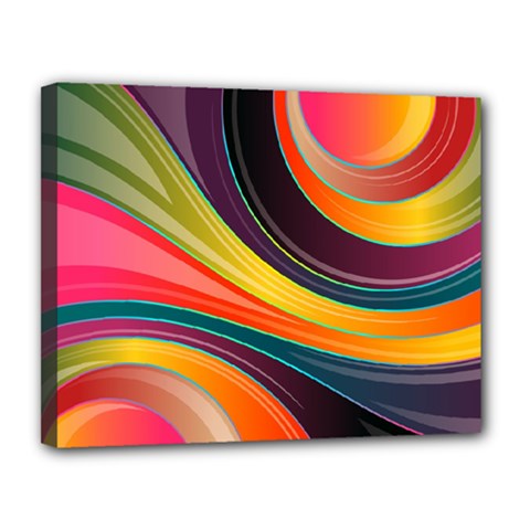 Abstract Colorful Background Wavy Canvas 14  X 11  (stretched) by Simbadda