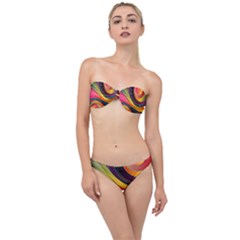 Abstract Colorful Background Wavy Classic Bandeau Bikini Set by Simbadda