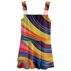 Abstract Colorful Background Wavy Kids  Layered Skirt Swimsuit