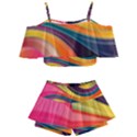 Abstract Colorful Background Wavy Kids  Off Shoulder Skirt Bikini View1