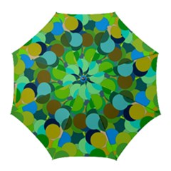 Green Aqua Teal Abstract Circles Golf Umbrellas