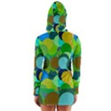 Green Aqua Teal Abstract Circles Long Sleeve Hooded T-shirt View2