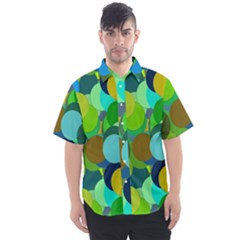 Green Aqua Teal Abstract Circles Men s Short Sleeve Shirt