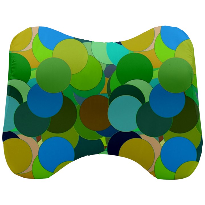 Green Aqua Teal Abstract Circles Head Support Cushion