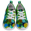 Green Aqua Teal Abstract Circles Kids  Lightweight Sports Shoes View1