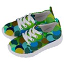 Green Aqua Teal Abstract Circles Kids  Lightweight Sports Shoes View2