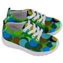 Green Aqua Teal Abstract Circles Kids  Lightweight Sports Shoes View3