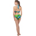 Green Aqua Teal Abstract Circles Halter Side Cut Swimsuit View2