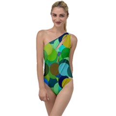 Green Aqua Teal Abstract Circles To One Side Swimsuit