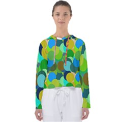 Green Aqua Teal Abstract Circles Women s Slouchy Sweat by Simbadda