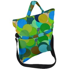 Green Aqua Teal Abstract Circles Fold Over Handle Tote Bag by Simbadda