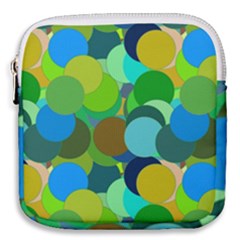 Green Aqua Teal Abstract Circles Mini Square Pouch by Simbadda