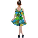 Green Aqua Teal Abstract Circles Kids  Shoulder Cutout Chiffon Dress View2