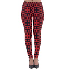 Abstract Background Red Black Lightweight Velour Leggings by Simbadda