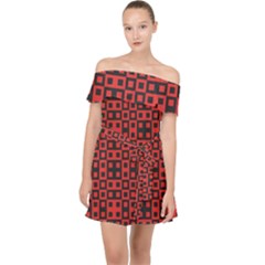 Abstract Background Red Black Off Shoulder Chiffon Dress