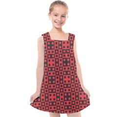 Abstract Background Red Black Kids  Cross Back Dress