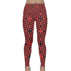 Abstract Background Red Black Lightweight Velour Classic Yoga Leggings